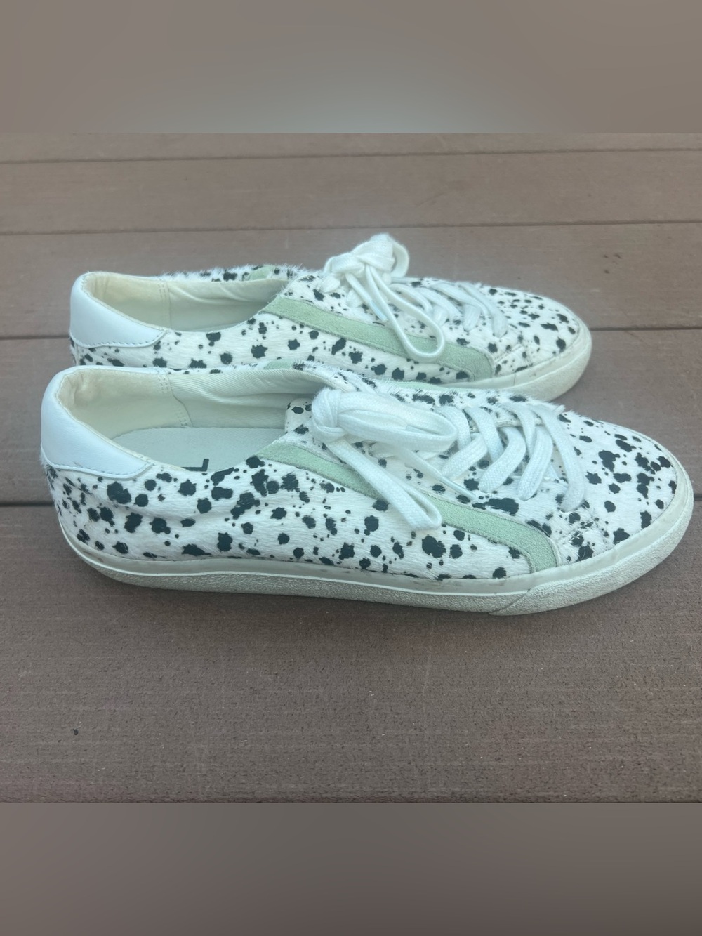 Madewell White and Black Speckled Sneakers with Mint Accent